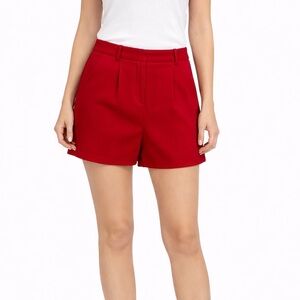 Zara Red Pleated High Waisted Shorts, Size XS